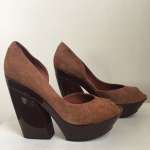 Luxury Rebel Razo peep toe wedge heels